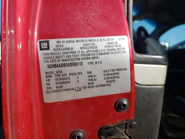 3GNBAADB2AS509113 - 2010 CHEVROLET HHR LS RED photo 10