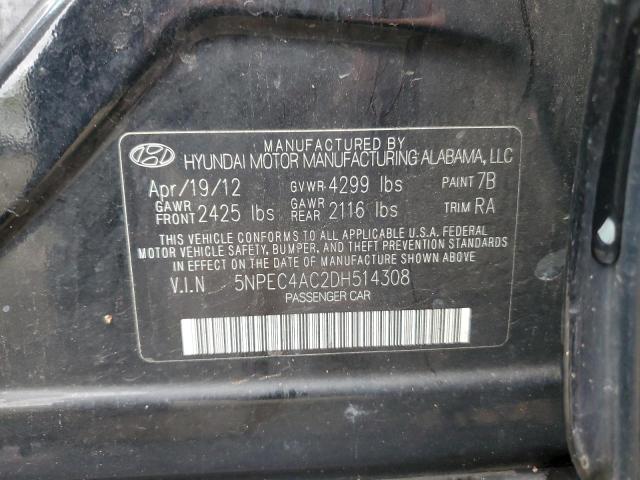 5NPEC4AC2DH514308 - 2013 HYUNDAI SONATA SE BLACK photo 10