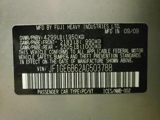 JF1GE6B62AG503788 - 2010 SUBARU IMPREZA 2. SILVER photo 10