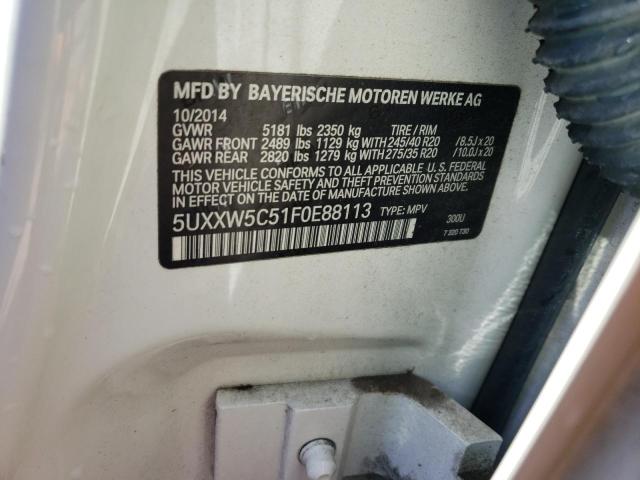 5UXXW5C51F0E88113 - 2015 BMW X4 XDRIVE3 WHITE photo 10