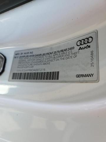 WAUCGAFR8DA007215 - 2013 AUDI S5 PREMIUM WHITE photo 10