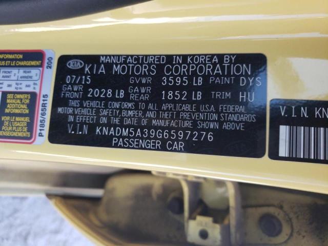 KNADM5A39G6597276 - 2016 KIA RIO LX YELLOW photo 10