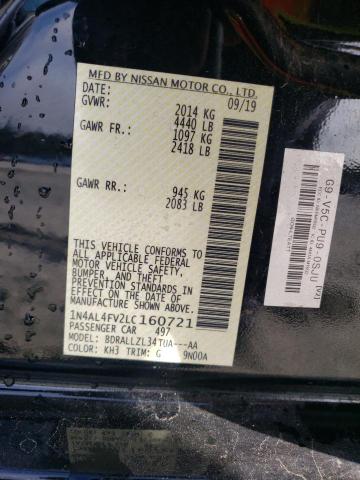 1N4AL4FV2LC160721 - 2020 NISSAN ALTIMA PLA BLACK photo 10