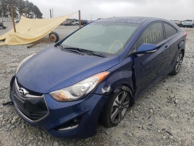 KMHDH6AE2DU000194 - 2013 HYUNDAI ELANTRA CO BLUE photo 2