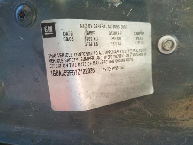 1G8AJ55F57Z132036 - 2007 SATURN ION LEVEL SILVER photo 10