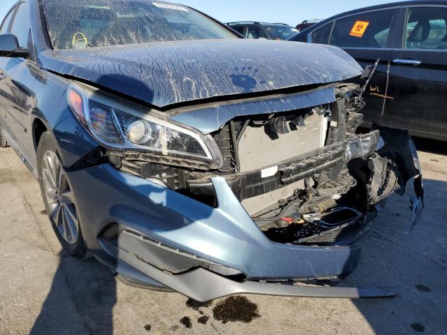 5NPE34AF7FH125600 - 2015 HYUNDAI SONATA SPO BLUE photo 9