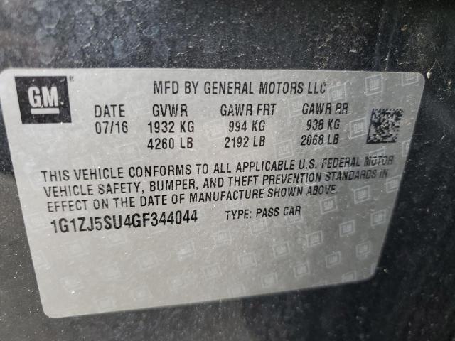 1G1ZJ5SU4GF344044 - 2016 CHEVROLET MALIBU HYB 石墨色 照片 10