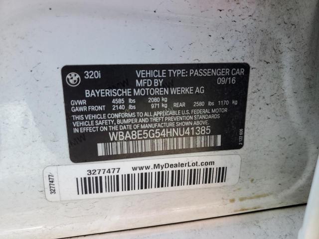 WBA8E5G54HNU41385 - 2017 BMW 320 XI WHITE photo 10