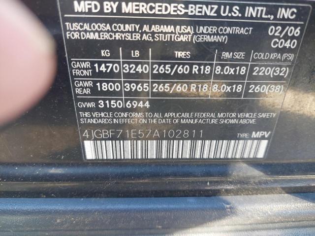 4JGBF71E57A102811 - 2007 MERCEDES-BENZ GL 450 4MA BLACK photo 10