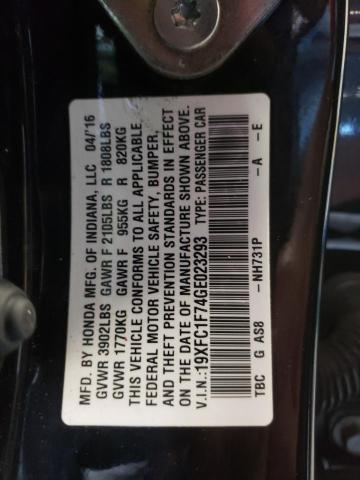 19XFC1F74GE023293 - 2016 HONDA CIVIC EXL Qara foto 10