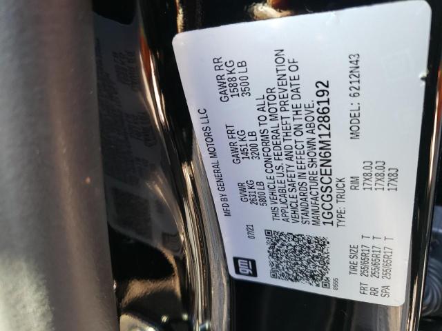 1GCGSCEN6M1286192 - 2021 CHEVROLET COLORADO L BLACK photo 10