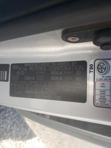 KNAFU4A28D5651517 - 2013 KIA FORTE EX SILVER photo 10