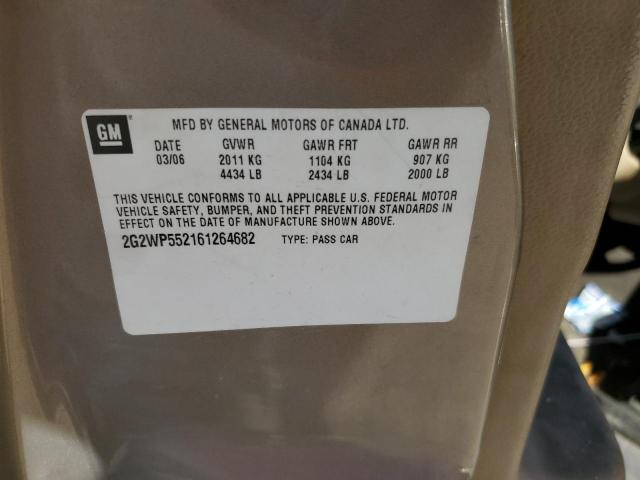 2G2WP552161264682 - 2006 PONTIAC GRAND PRIX თაფლისფერი ფოტო 10
