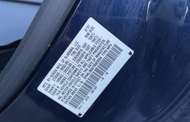 5FNRL38427B065094 - 2007 HONDA ODYSSEY EX BLUE photo 10