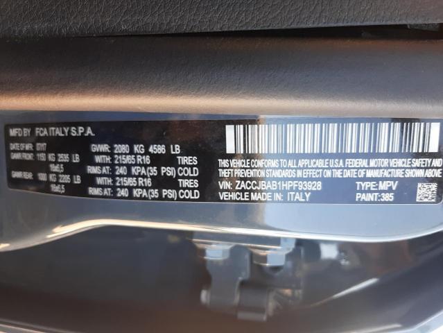 ZACCJBAB1HPF93928 - 2017 JEEP RENEGADE S Boz foto 10