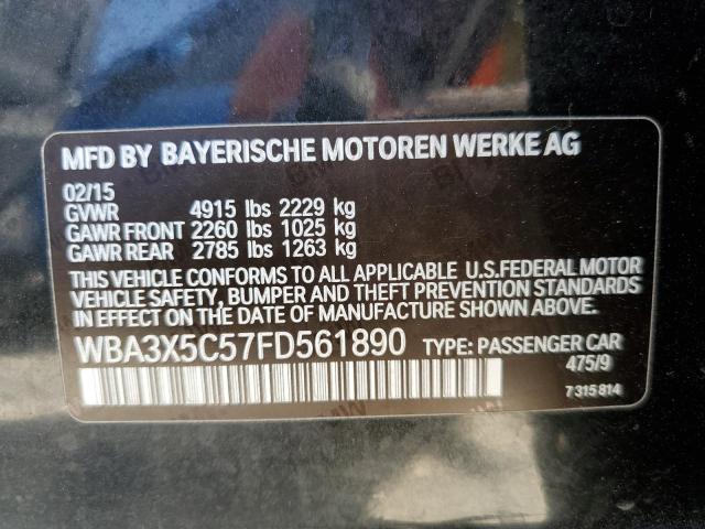 WBA3X5C57FD561890 - 2015 BMW 328 XIGT BLACK photo 10