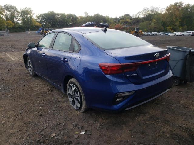 3KPF24AD2ME273970 - 2021 KIA FORTE FE BLUE photo 3