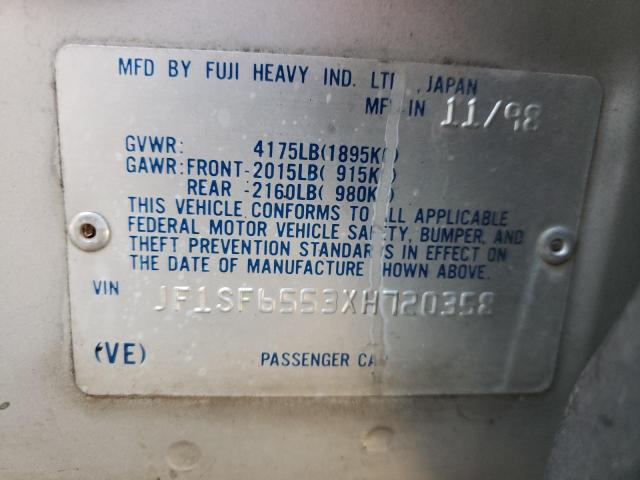 JF1SF6553XH720358 - 1999 SUBARU FORESTER S SILVER photo 10