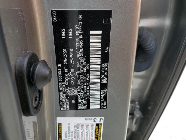 JTJHGKFA6L2014520 - 2020 LEXUS RX 450H L SILVER photo 10