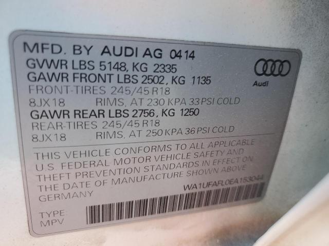 WA1UFAFL0EA153044 - 2014 AUDI A4 ALLROAD WHITE photo 10