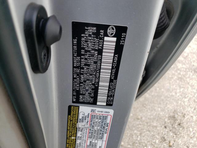 4T1BE46K47U089709 - 2007 TOYOTA CAMRY CE UNKNOWN - NOT OK FOR INV. photo 10