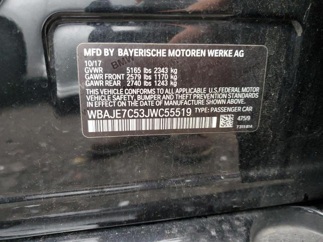 WBAJE7C53JWC55519 - 2018 BMW 540 XI BLACK photo 10