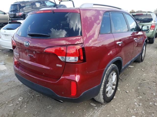 5XYKT4A64FG625885 - 2015 KIA SORENTO LX RED photo 4