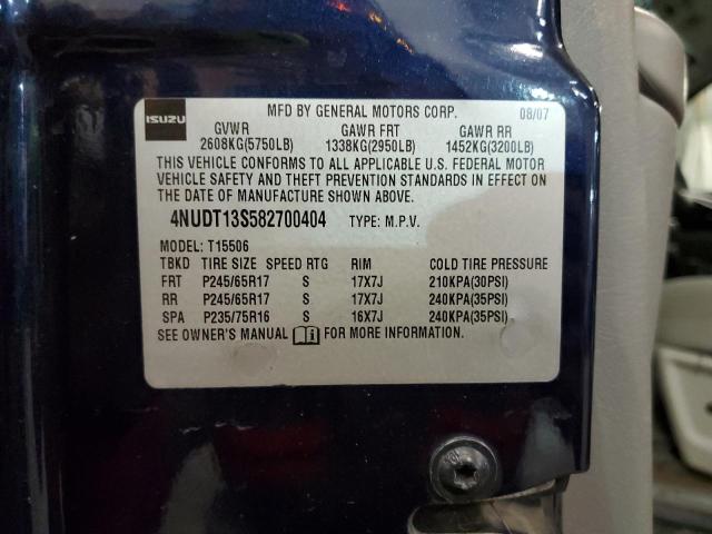 4NUDT13S582700404 - 2008 ISUZU ASCENDER S 蓝色 照片 10