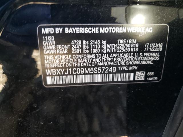 WBXYJ1C09M5S57249 - 2021 BMW X2 XDRIVE2 Սև լուսանկար 10