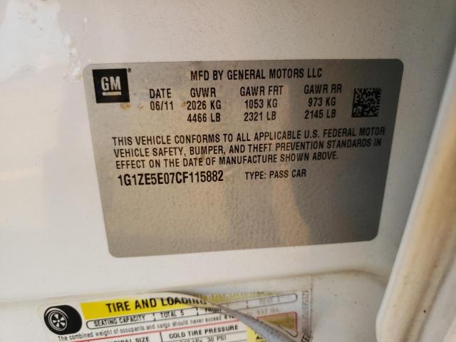 1G1ZE5E07CF115882 - 2012 CHEVROLET MALIBU LTZ თეთრი ფოტო 10