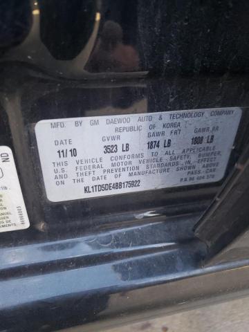 KL1TD5DE4BB175922 - 2011 CHEVROLET AVEO LS 黑色 照片 10