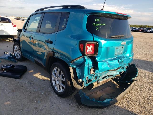 ZACNJAAB2LPL72931 - 2020 JEEP RENEGADE S TEAL photo 3