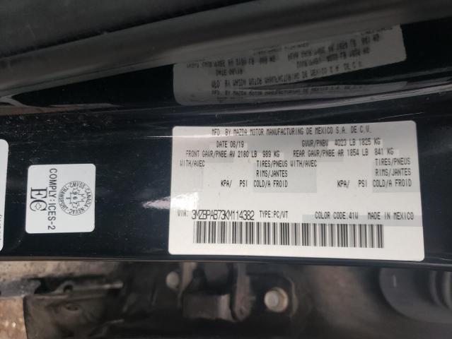 3MZBPAB73KM114382 - 2019 MAZDA 3 BLACK photo 10