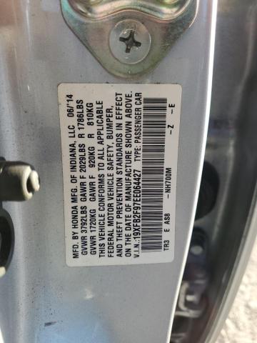 19XFB2F97EE064427 - 2014 HONDA CIVIC EXL Gümüş foto 10