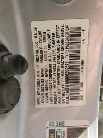 19XFA16609E009875 - 2009 HONDA CIVIC LX-S Gümüş foto 10