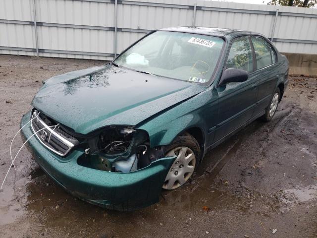 2HGEJ6616YH588632 - 2000 HONDA CIVIC BASE GREEN photo 2