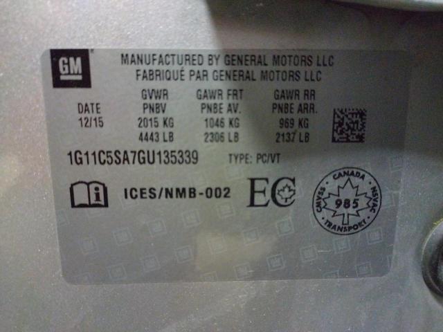 1G11C5SA7GU135339 - 2016 CHEVROLET MALIBU LIM ვერცხლისფერი ფოტო 10