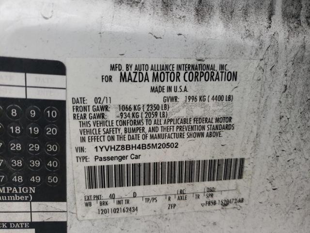 1YVHZ8BH4B5M20502 - 2011 MAZDA 6 I  photo 10