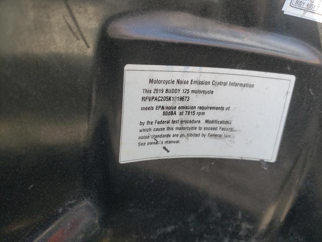 RFVPAC205K1019673 - 2019 GENUINE SCOOTER CO. BUDDY 125 BLACK photo 10
