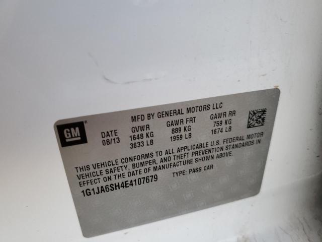 1G1JA6SH4E4107679 - 2014 CHEVROLET SONIC LS WHITE photo 10