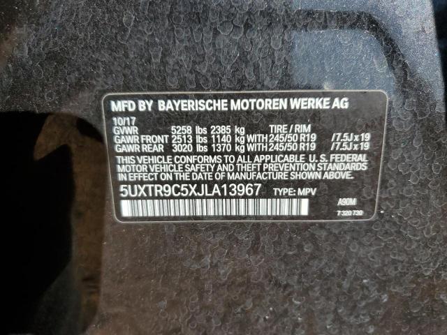 5UXTR9C5XJLA13967 - 2018 BMW X3 XDRIVE3 CHARCOAL photo 10