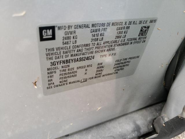 3GYFNBEY8AS624624 - 2010 CADILLAC SRX PERFOR 银色 照片 10