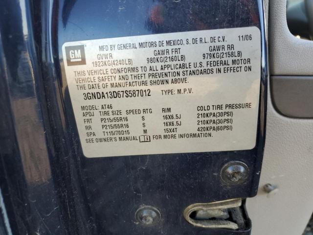 3GNDA13D67S587012 - 2007 CHEVROLET HHR LS BLACK photo 10