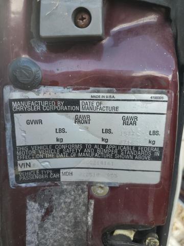 1C3BC55K0GG214161 - 1986 CHRYSLER LEBARON 勃艮第红 照片 10