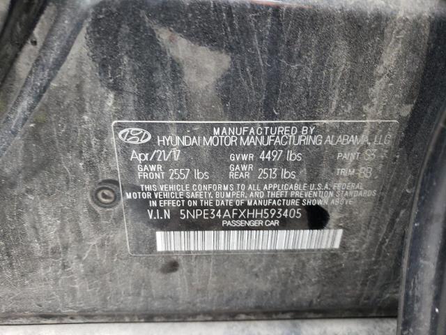 5NPE34AFXHH593405 - 2017 HYUNDAI SONATA SPO BLACK photo 10