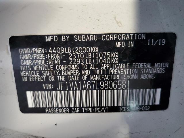 JF1VA1A67L9806581 - 2020 SUBARU WRX WHITE photo 10