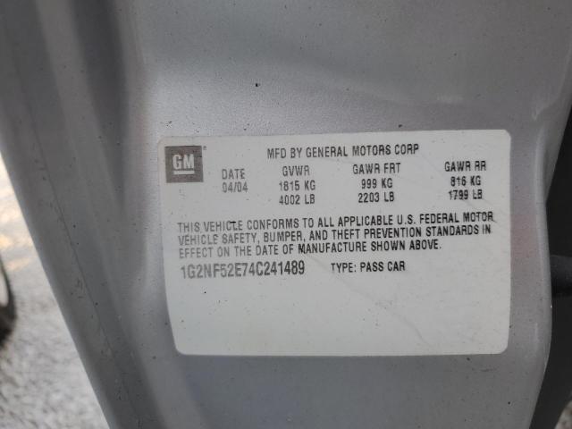 1G2NF52E74C241489 - 2004 PONTIAC GRAND AM S SILVER photo 10