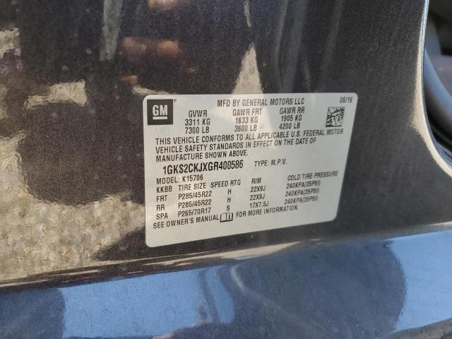 1GKS2CKJXGR400586 - 2016 GMC YUKON DENA GRAY photo 10