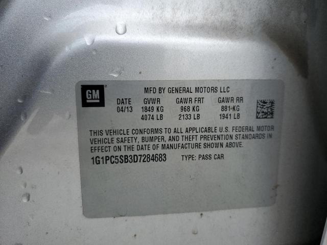 1G1PC5SB3D7284683 - 2013 CHEVROLET CRUZE LT SILVER photo 10