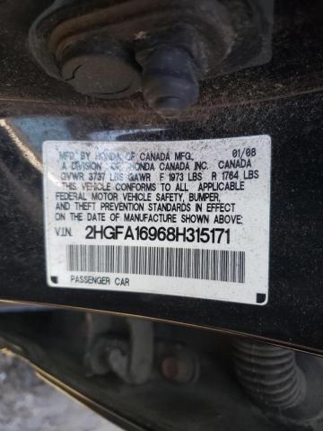 2HGFA16968H315171 - 2008 HONDA CIVIC EXL Qara foto 10